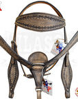 Hilason Western Horse Headstall & Breast Collar Tack American Leather Rough Out