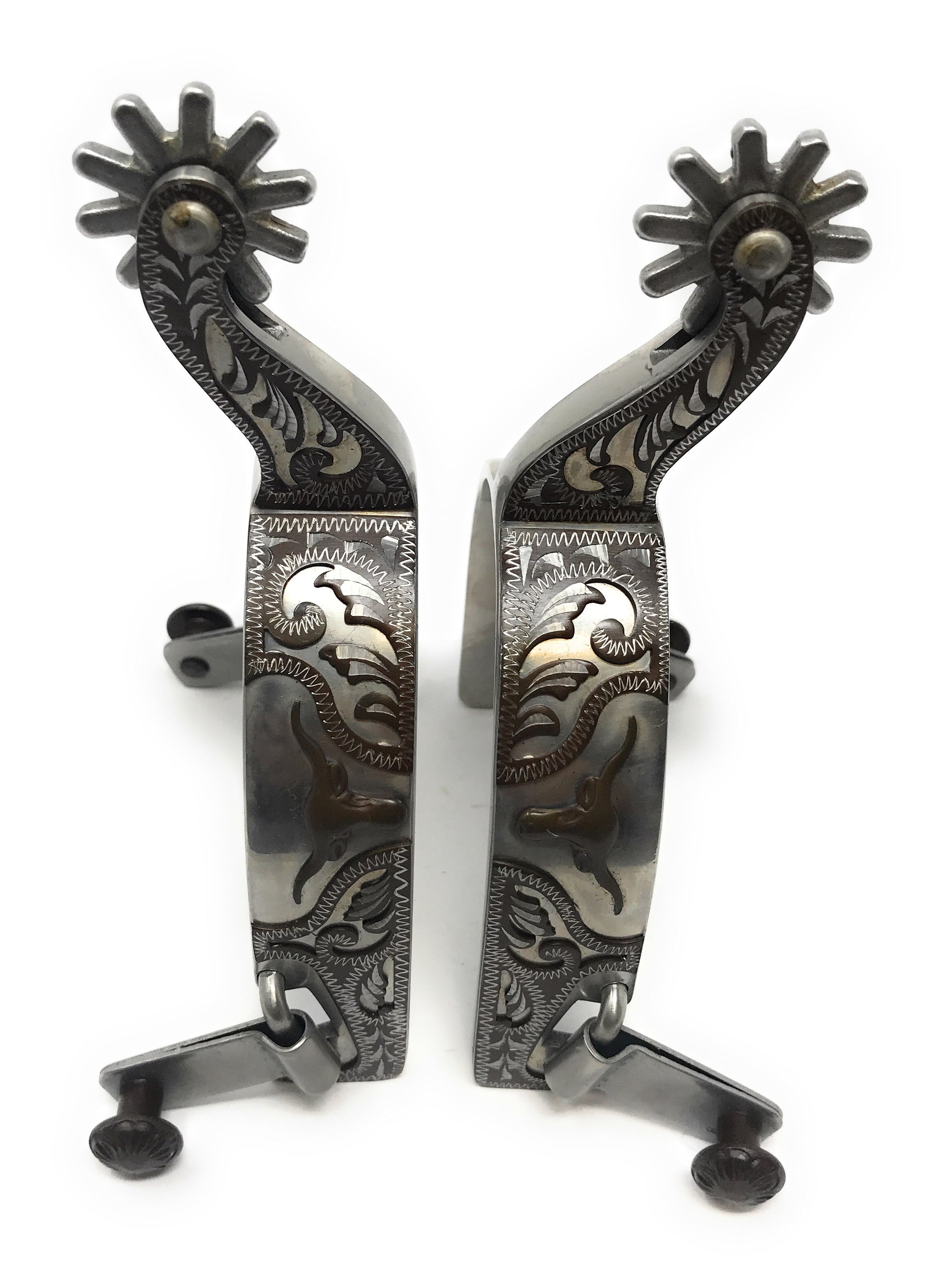 AJ Tack Men's Longhorn Floral Show Spurs