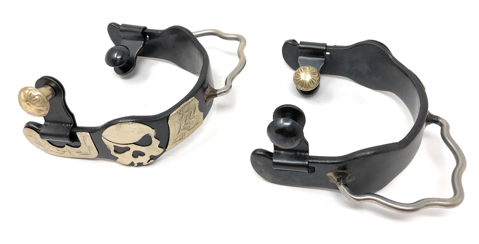 AJ Tack Ladies Antique Brown Pirate Skull Bumper Spurs