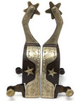 AJ Tack Men's Antique Brown Star and Dots Spurs
