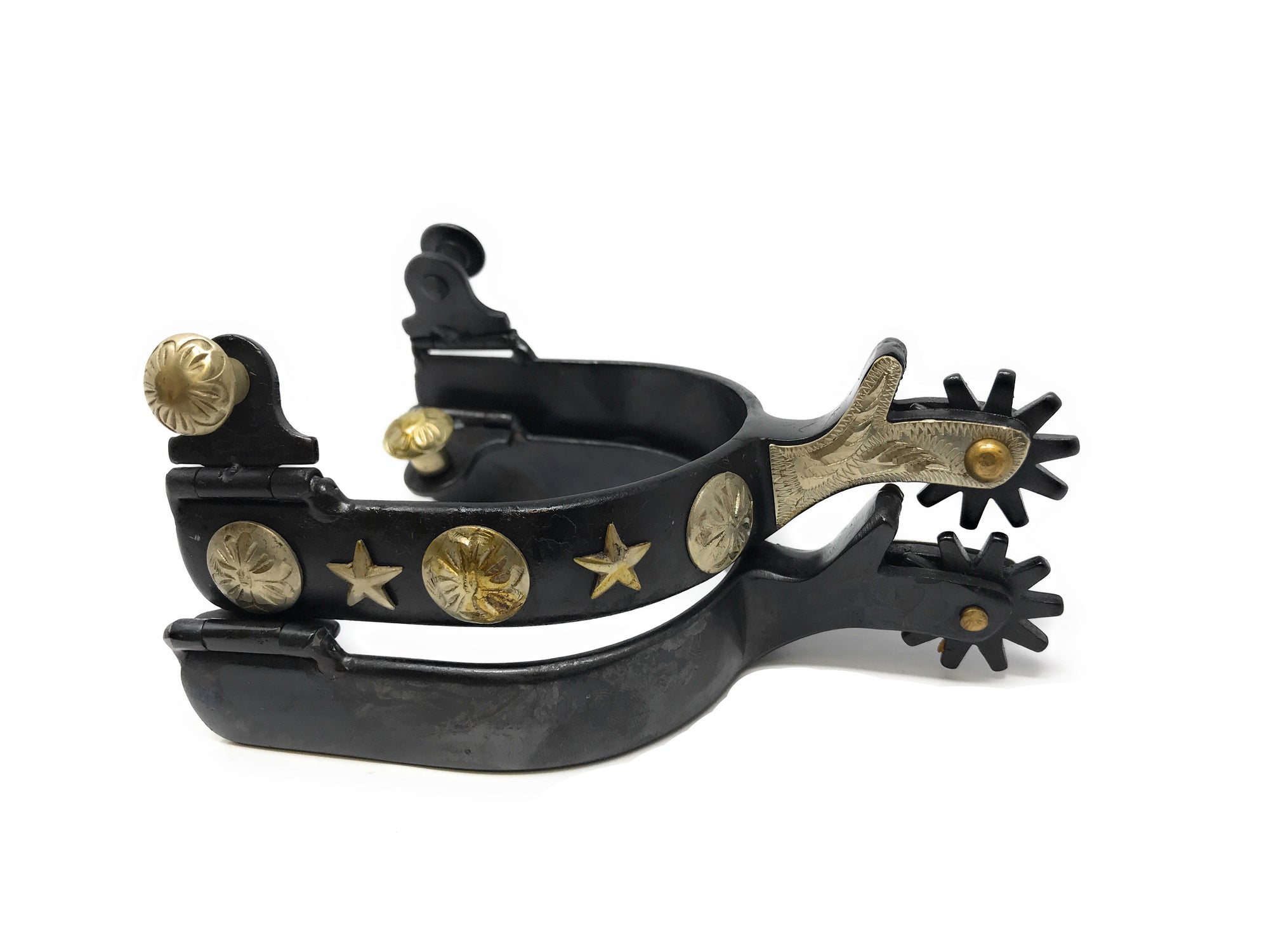 AJ Tack Men's Antique Brown Stars and Flowers Spurs