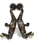 AJ Tack Youth Antique Brown Longhorn and Barbwire Spurs