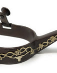 AJ Tack Youth Antique Brown Longhorn and Barbwire Spurs