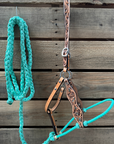 Seafoam Floral Tooled Lariat & Leather Combo Halter