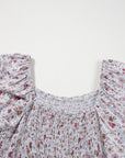 Floral Smocked Short Sleeve Wide Leg Jumpsuit