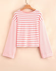 Lilly Textured Contrast Dropped Long Sleeve Top