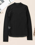 Velvet Sequin Sheer Mesh Long Sleeve Blouse