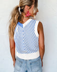 Chevron Contrast V-Neck Sleeveless Sweater Top