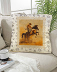 Baha Ranch Vintage Rodeo Stamp Throw Pillow Made in America