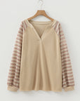 Plus Size Stripe Patchwork Raglan Sleeve Jumper