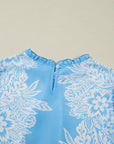 Floral Ruffle Collar Puff Long Sleeve Blouse