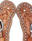 Hilason Western Spur Straps Leather Acorn Tool - Light Oil