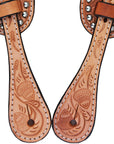 Hilason Western Spur Straps Leather Acorn Tool - Light Oil