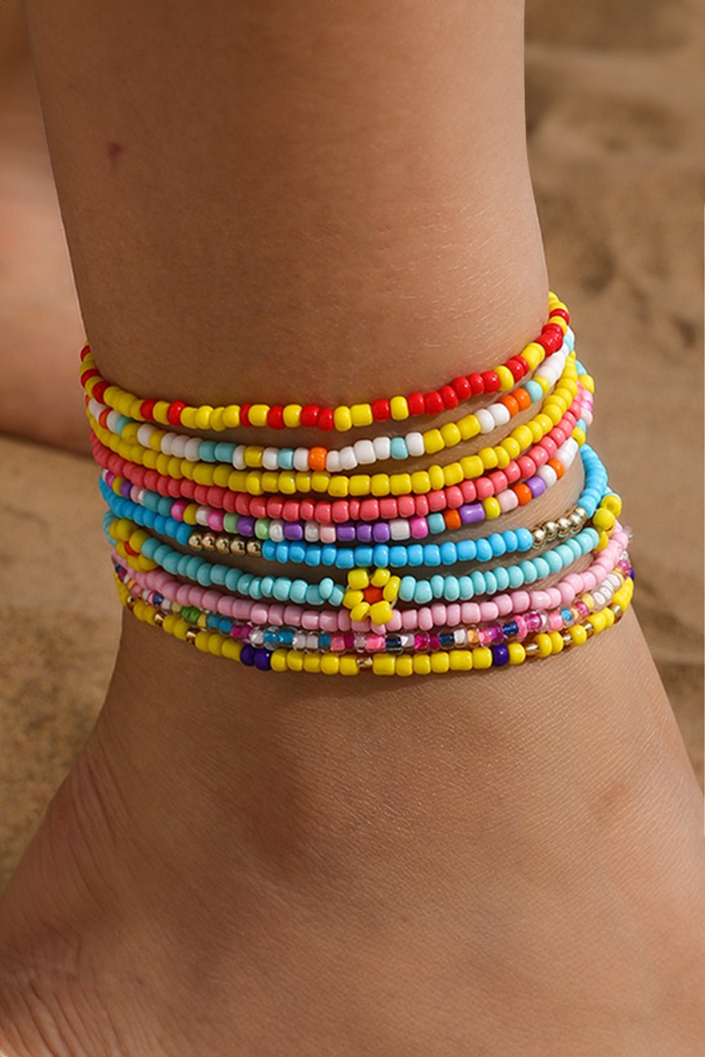 Ashlyn Layered Beaded anklet Set