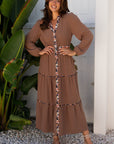 Floral Patchwork Long Sleeve Maxi Dress