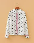 Polka Dot Collared Long Sleeve Buttoned Shirt