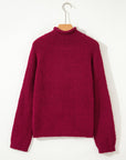 Solid Popcorn Knit Mock Neck Sweater