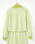 Stripe Collared V-Neck Pullover and Skort Set