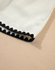 Contrast Ricrac Hem Waffle Textured Shorts