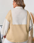 Plus Size Stripe Patchwork Half-Zip Sweatshirt