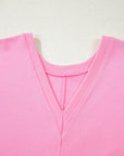 Solid Raw Edge Short Sleeve Pocketed Romper