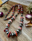 NFR Collection Necklace – Graduated Spiny Oyster & Sterling Silver Pearls 45"