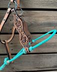 Seafoam Floral Tooled Lariat & Leather Combo Halter