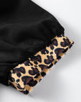 Leopard Patchwork Zip Collared Puff Sleeve Mini Dress