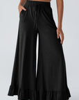 Freya Ruffled Wide Leg Pants with Pockets