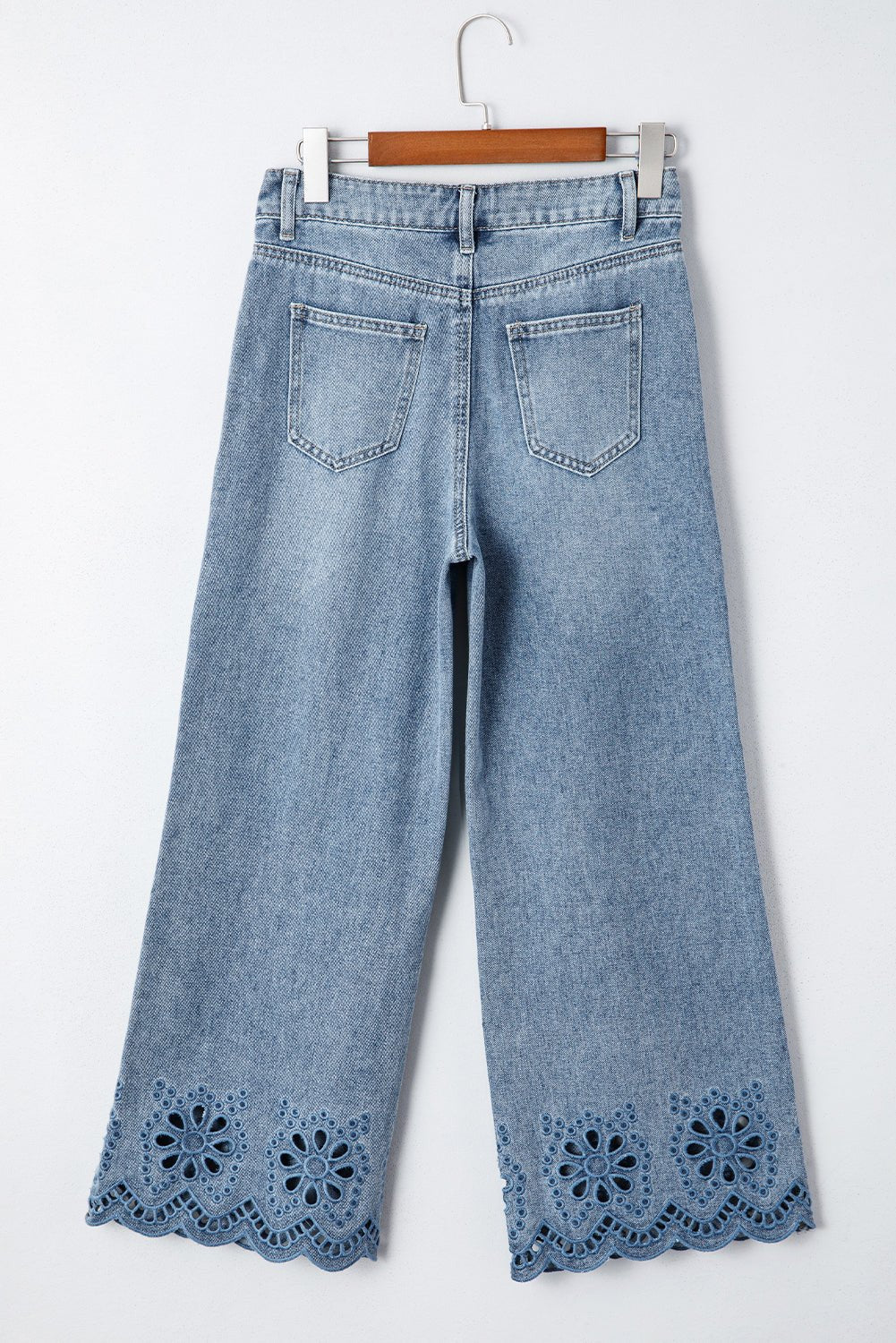 Juliette Embroidered Cropped Wide Leg High Waist Jeans