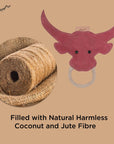 ExionPro Natural Leather Bull Dog Toy with Non Toxic Fiber Stuffing- Pink Color