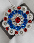 Bright Silver Red/White/Blue Crystal Concho Napkin Ring 