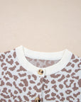 Leopard Drop Shoulder Chunky Cardigan Sweater