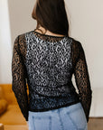 Leopard Sheer Mesh Long Sleeve Top