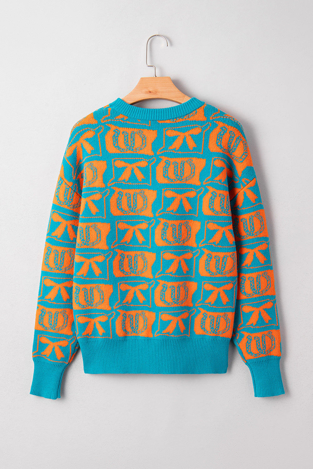Western Bows &amp; Horseshoes Long Sleeve Sweater