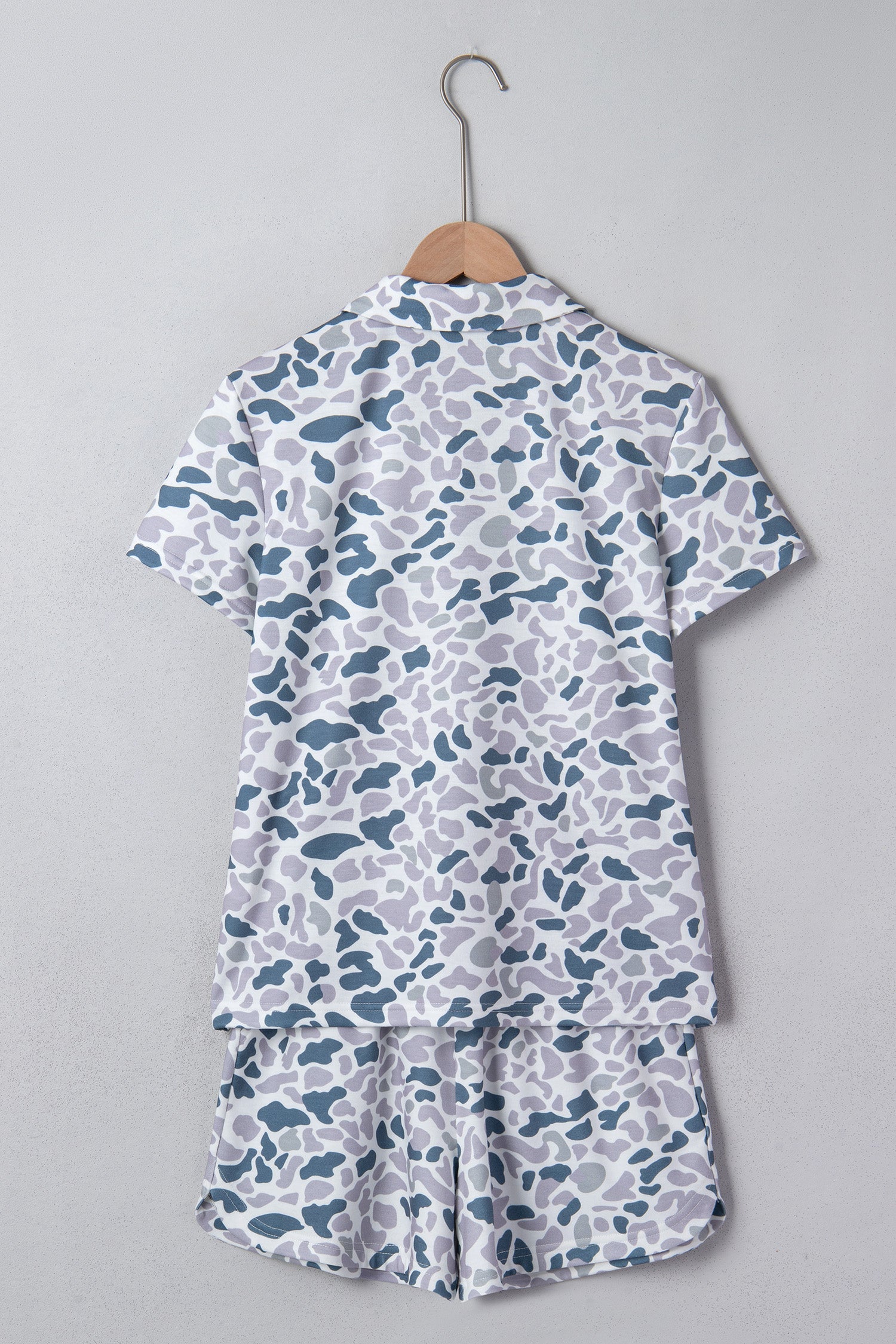 Abstract Camo Polo Collar T-Shirt &amp; Shorts Set