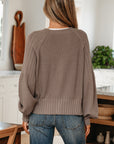 Textured Knit Button Front V-Neck Cardigan