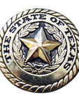 Screw Back Concho State Of Texas Star W/ Rope Edge Saddle