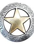 Western Screw Back Concho Nickle Brass Finished Star Round Saddle Bling