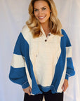 Colorblock Quilted Fleece Patchwork Oversize Hoodie