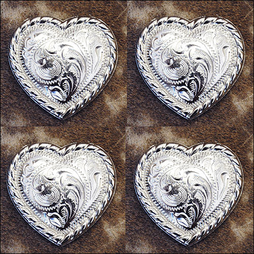 Western Screw Back Concho Heart Shape Rope Edge Nickle Finish Saddle