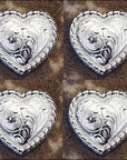 Western Screw Back Concho Heart Shape Rope Edge Nickle Finish Saddle