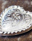 Western Screw Back Concho Heart Shape Rope Edge Nickle Finish Saddle