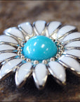 Western Screw Back Concho White Enamel Stone Floral Saddle Bling