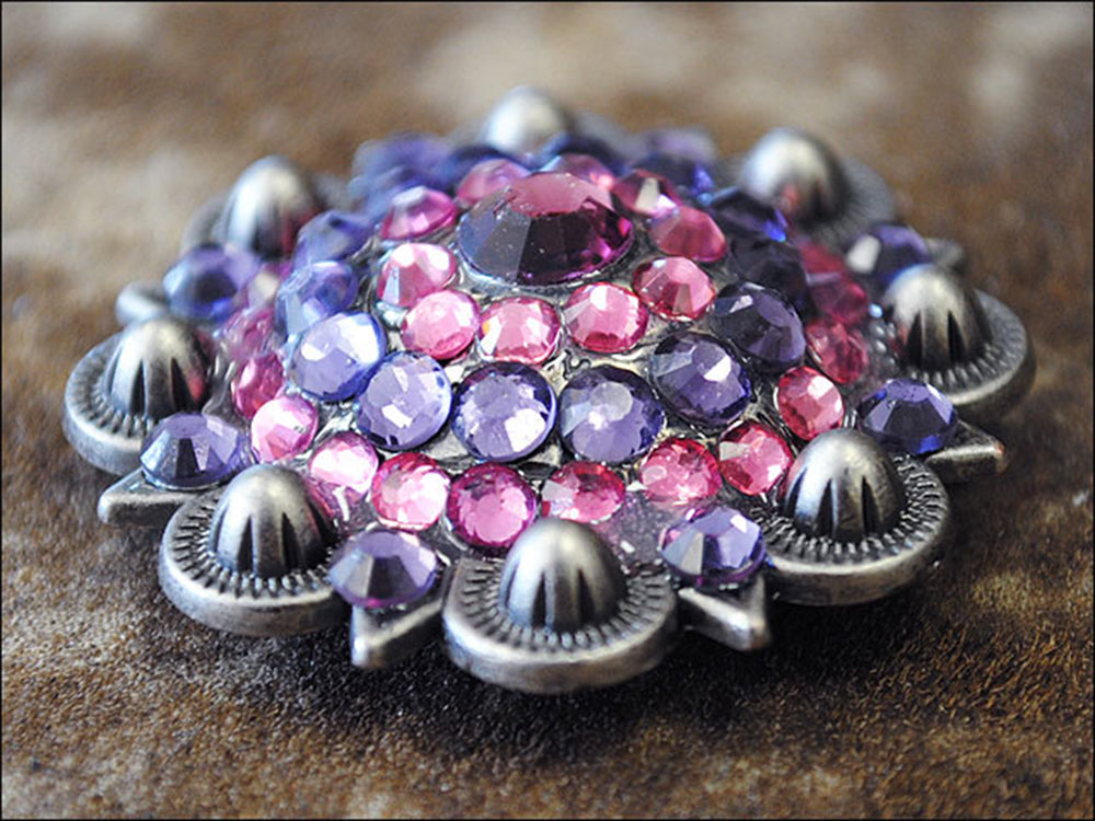 HILASON Western Screw Back Pink &amp; Purple Rhinestone Crystal Bling Berry Concho