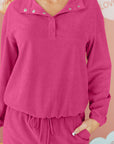 Solid Corduroy Pullover and Drawstring Pants Set
