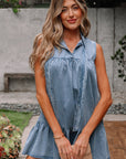 Clare Sleeveless Ruffled Chambray Dress