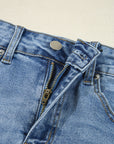 Denim Asymmetrical Distressed Midi Skirt