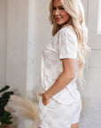 Checker V-Neck Tee & Drawstring Shorts Set