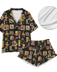 Baha Ranch Vintage Cowgirl Collage Western Ruffle Satin Pajama Set